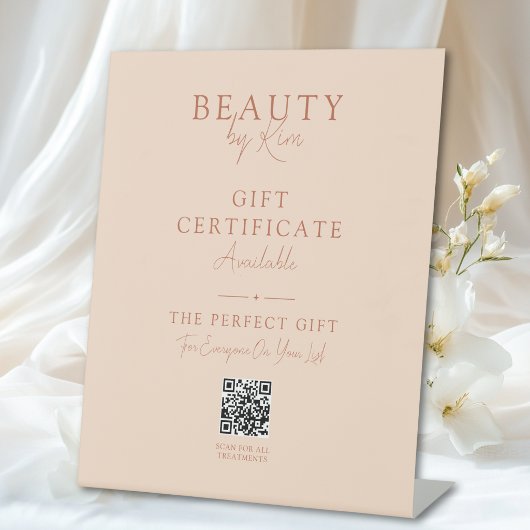 Salon-Geschenkgutschein-Promo-Podest mit QR-Code Sockelschild