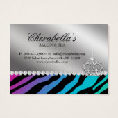 Salon Geschenkkarte Bold Zebra Rainbow Pink Crown (Rückseite)