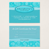 Salon Gift Card Certificate Wellness-Center Blue D (Vorne & Hinten)