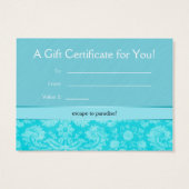 Salon Gift Card Certificate Wellness-Center Blue D (Rückseite)