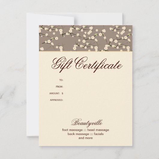 Salon Gift Card Cherry Blossom Blumenkrebs Foto (Rückseite)
