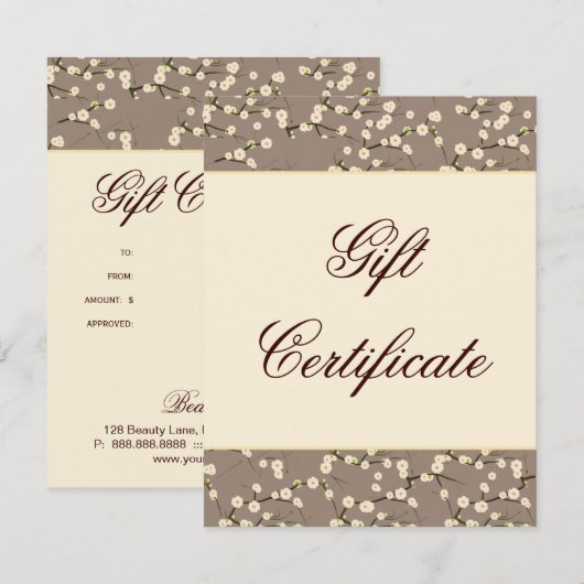 Salon Gift Card Kirsche Blossom Blumenkrebs (Vorne/Hinten)