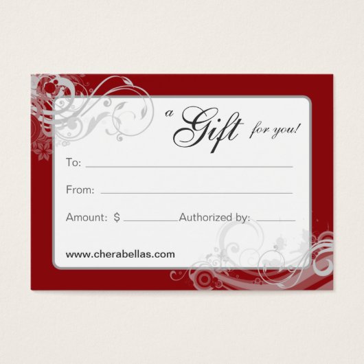 Salon Gift Card Wellness-Center Blumenkohl Wirbel  (Vorderseite)