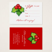 Salon Gift Card Wellness-Center Xmas Holly (Vorne & Hinten)
