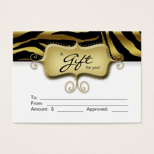 Salon Gift Card Wellness-Center Zebra (Vorderseite)