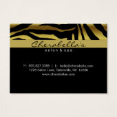 Salon Gift Card Wellness-Center Zebra Animal Gold (Rückseite)