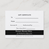 Salon Gift Certificate (Black) Rabattkarte (Rückseite)