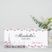 Salon Gift Certificate Paris Eiffel Tower Rose (Stehend Vorderseite)