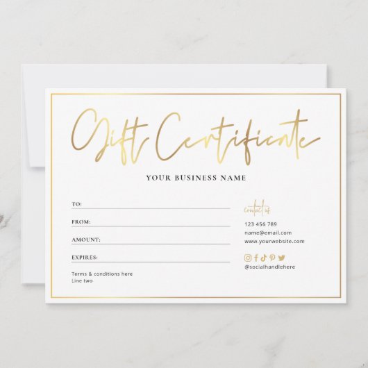 Salon Glam Gold Logo Modernes Geschenkzertifikat (Vorderseite)