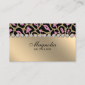Salon Glitzer Leopard Gold Pink Business Card Visitenkarte (Vorderseite)