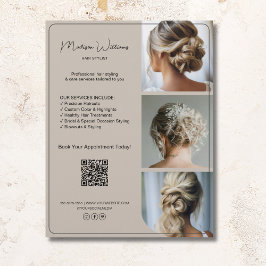 Salon Hair Stylist Services 3 Fotos QR Beige Flyer