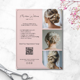 Salon Hair Stylist Services 3 Fotos QR Pink Flyer