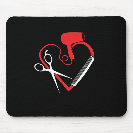 Salon Heart Logo Haare Stylists Friseur Parlor Ges Mousepad (Vorne)