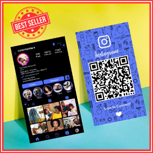 Salon Instagram Blue   QR-Code für soziale Medien Visitenkarte