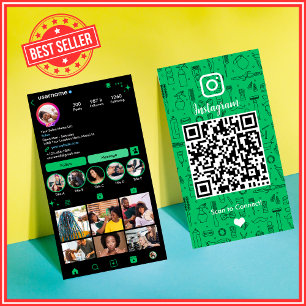 Salon Instagram Green   QR-Code für soziale Medien Visitenkarte