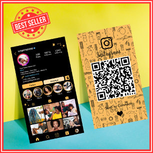 Salon Instagram Peach   QR-Code für soziale Medien Visitenkarte