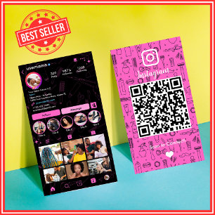 Salon Instagram Pink   Social Media QR-Code Visitenkarte