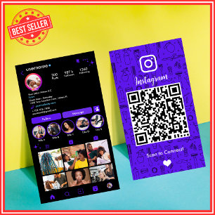 Salon Instagram Violett   Social Media QR-Code Visitenkarte