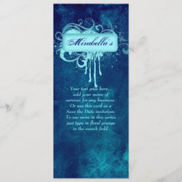 Salon Invite Floral Grunge Blue Denim Einladung
