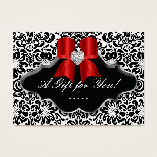 Salon Jewelch Geschenkkarte Bow Floral Damask Red  (Vorderseite)