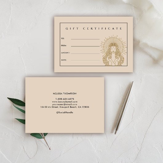 Salon Makeup Hair Lashes Beige Tarot Geschenkkarte