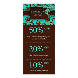 Salon Marketing Cards Blaubraune Flora Werbekarte