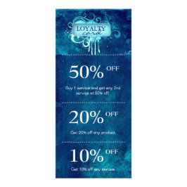 Salon Marketing Cards Blue Grunge Blumen Werbekarte