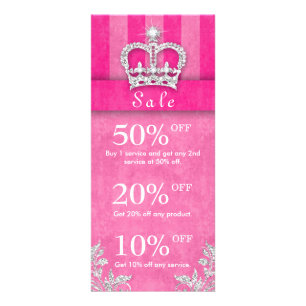 Salon Marketing Cards Schmuck Crown Stripes Pink Werbekarte