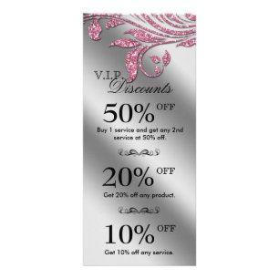 Salon Marketing Cards Schmuck Sparkle Pink Silver Werbekarte