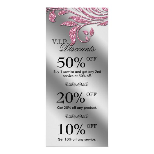 Salon Marketing Cards Schmuck Sparkle Pink Silver Werbekarte (Vorne)