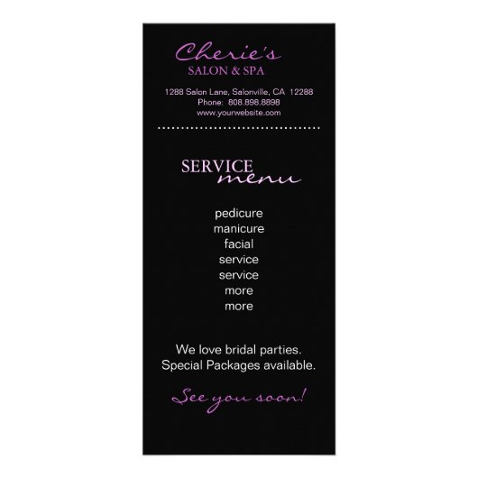 Salon-Marketing kardiert lila Zebra Werbekarte (Hinten)