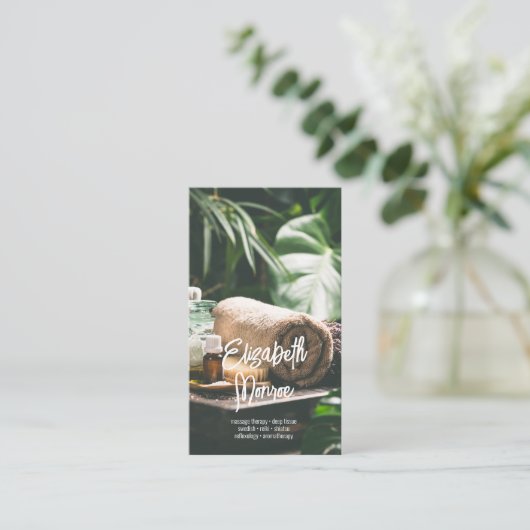 Salon Massage Therapy Skript Visitenkarte (Stehend Vorderseite)