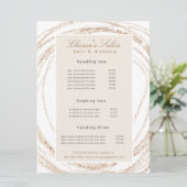 Salon moderne Imitate Gold abstrakte elegante Prei Menükarte (Stehend Vorderseite)