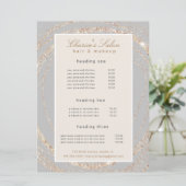 Salon moderne Imitate Gold abstrakte elegante Prei Menükarte (Stehend Vorderseite)