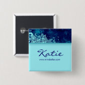 Salon Name Tag Taste Brooch blue grunge floral 2 Button (Vorne & Hinten)