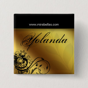 Salon Name Tag Taste Brooch Goldschmetterling Blum Button