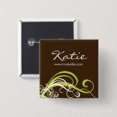 Salon Name Tag Taste Brooch lila grüne Wirbel Button (Vorne & Hinten)