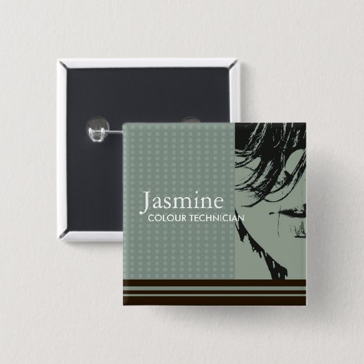 Salon-Namensschild Button (Vorne & Hinten)