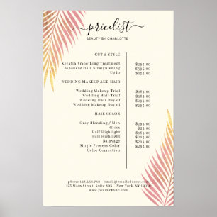 Salon Palm, Blätter, Preisliste Poster