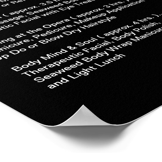 Salon Price List Poster (Ecke)