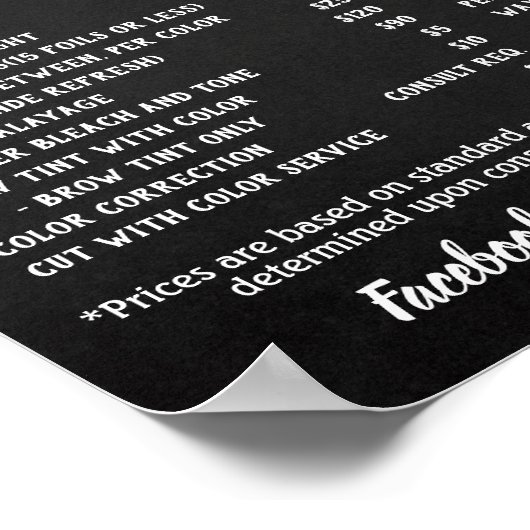 Salon Price LIst Poster (Ecke)