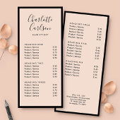 Salon Price Service List Elegantes Rosa Werbekarte