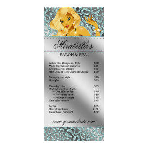 Salon Rack Card Juwelier Tanning Aquamarin Sparkle Werbekarte