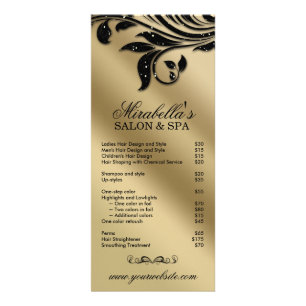 Salon Rack Card Schmuck Leaf Floral Black Gold 2 Werbekarte