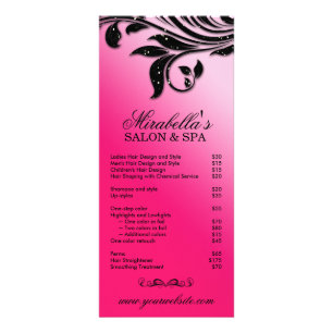 Salon Rack Card Schmuck Leaf Floral Schwarz Rosa Werbekarte