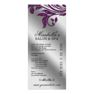 Salon Rack Card Schmuckstück Leaf Floral Lila Spa Werbekarte