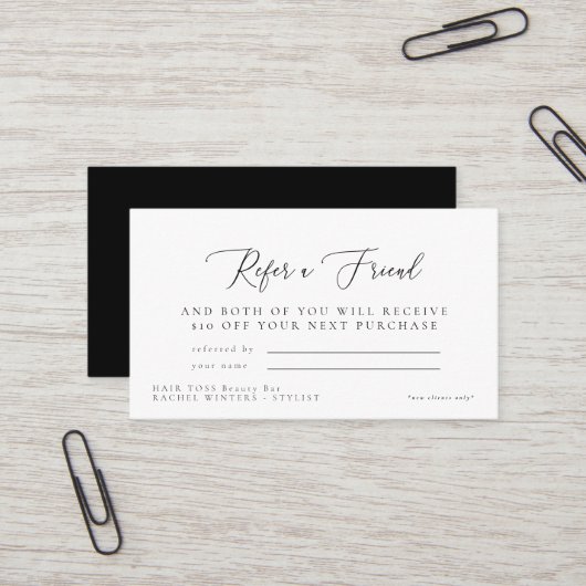 Salon Refer a Friend Name Discount Business Card Visitenkarte (Vorderseite/Rückseite Beispiel)