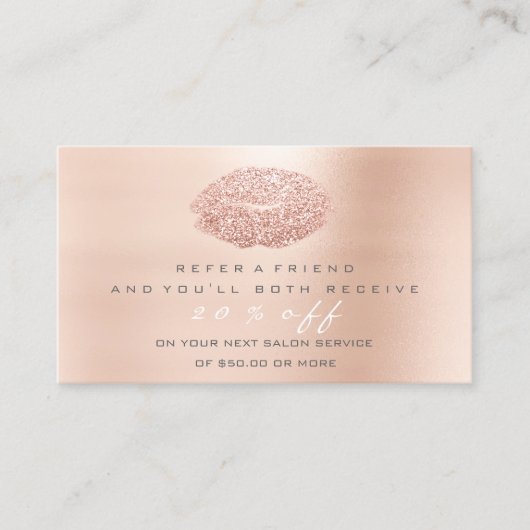Salon Referenzkarte Makeup Rose Gray Lip Empfehlungskarte (Vorderseite)