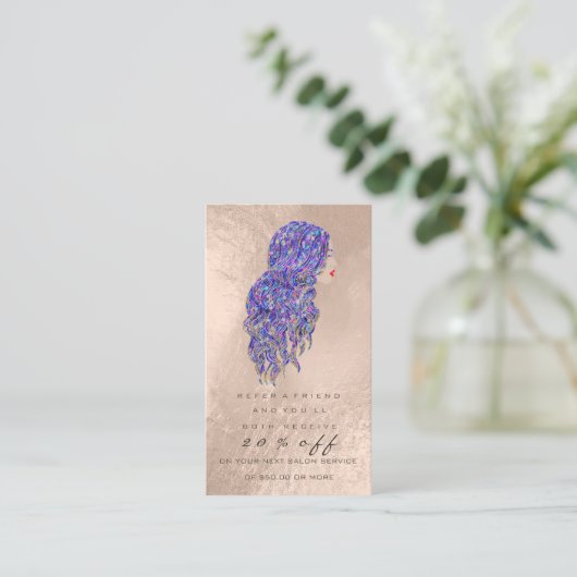 Salon Referenzkarte Pearl Makeup Lash Friseur Empfehlungskarte (Stehend Vorderseite)