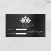 Salon Referenzkarte Schwarz-weiß Diamond Lotus Flo Empfehlungskarte (Rückseite)